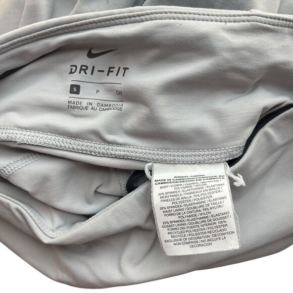 Nike Small Activewear Leggings Light Gray Zip Pocket Mesh Panels Workout - Picture 2 of 10